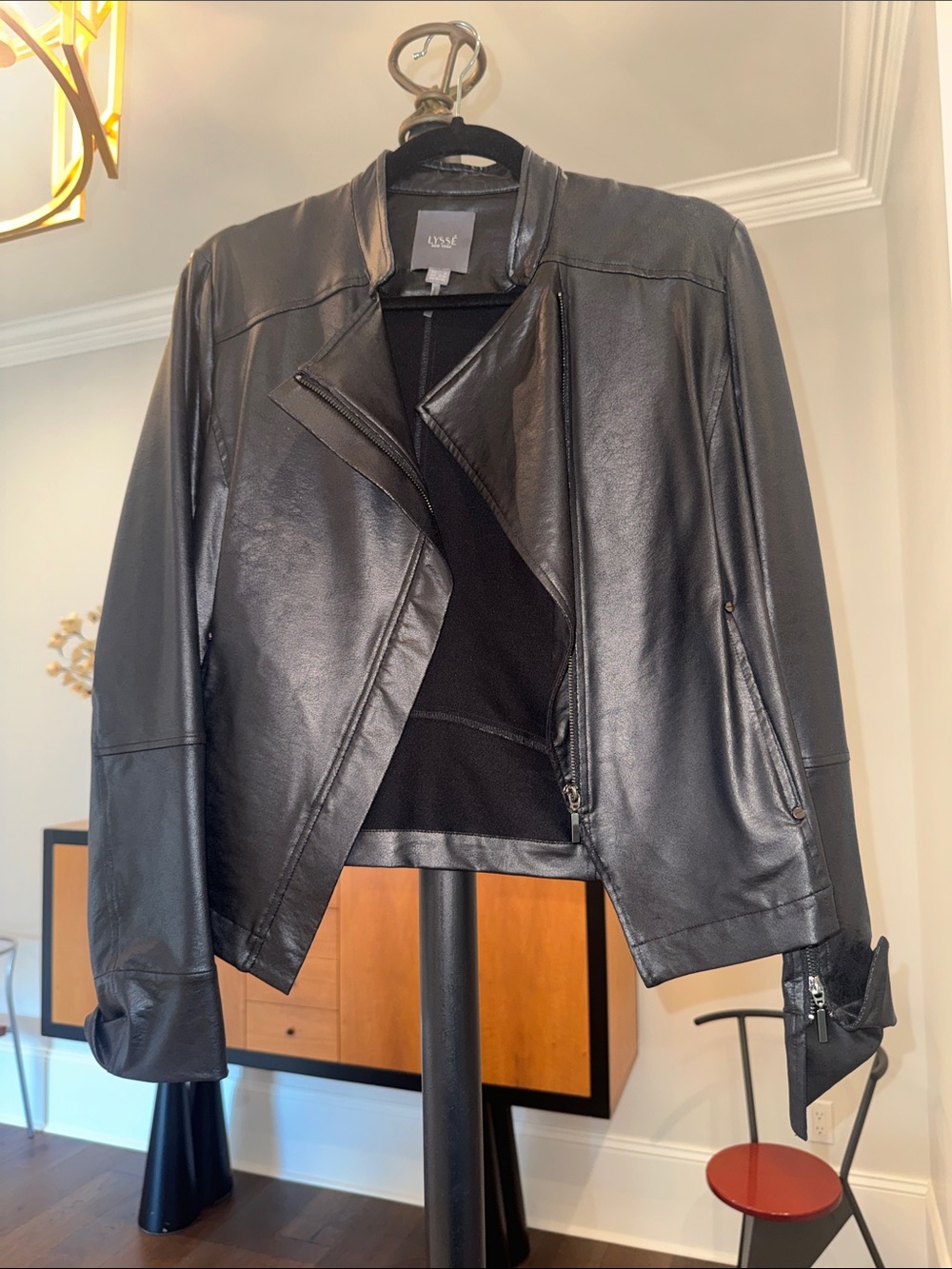 Lysse Black Faux Leather Asymmetrical Moto Jacket